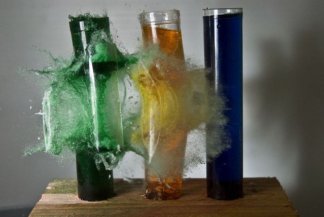 Great shots made in the moment of explosion of different objects by bullets (26 photos)