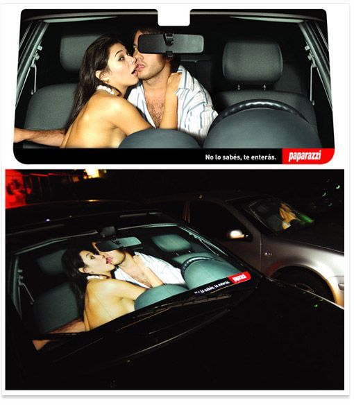 Magazine ad to put on car windshields (3 photos)